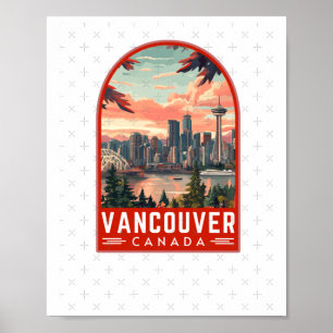 Vancouver in Canada Retro Vector Reis Kunst Emblee Poster
