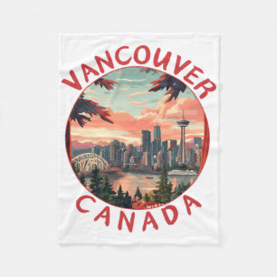 Vancouver in Canada Retro Vector Reis Kunst Landsc Fleece Deken