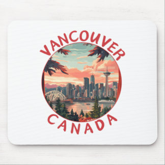 Vancouver in Canada Retro Vector Reis Kunst Landsc Muismat