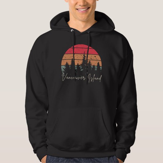 Vancouver Island Brits Colombia Retro Zonsondergan Hoodie (Voorkant)
