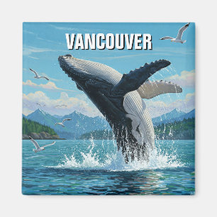 Vancouver Island Bultrug Whale Breaching Travel Magneet