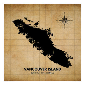 Vancouver Island  Kaart Eenvoudig Poster Perfect Poster