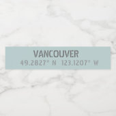 Vancouver Latitude Longitude Étiquette de boissons (Étiquettes simples)