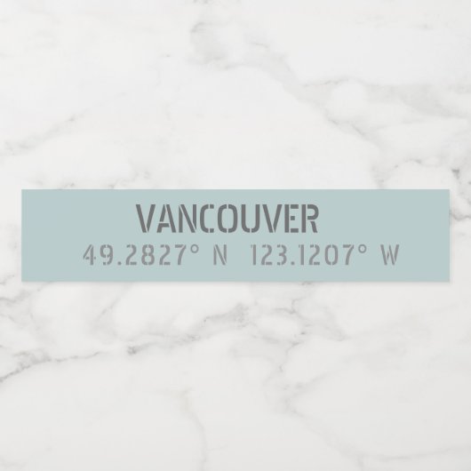 Vancouver Latitude Longitude Étiquette de boissons (Étiquettes simples)