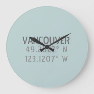 Vancouver Latitude Longitude-wandklok Grote Klok