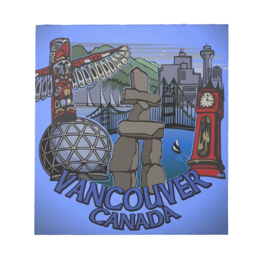 Vancouver Notepad Vancouver Landmarks Souvenir Notitieblok (Voorkant)