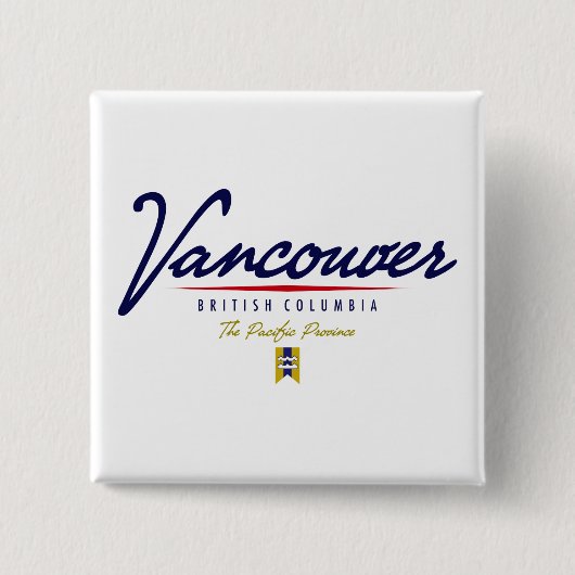 Vancouver-script Vierkante Button 5,1 Cm (Voorkant)