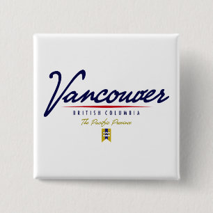 Vancouver-script Vierkante Button 5,1 Cm