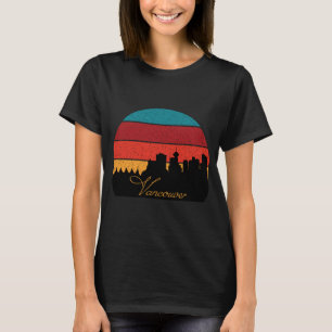 Vancouver Silhouette Retro Zonsondergang Reizen T-shirt