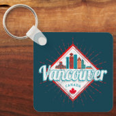 Vancouver Skyline British Columbia Retro Canada Sleutelhanger (Voorkant)