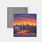 Vancouver Skyline Canada Sunset Travel Magneet (Voorkant / Achterkant)