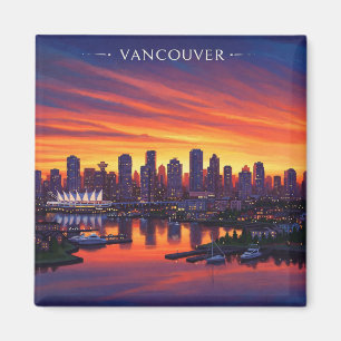 Vancouver Skyline Canada Sunset Travel Magneet
