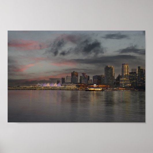 Vancouver Skyline op Sunset Poster (Voorkant)