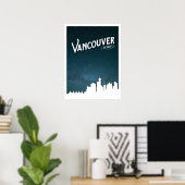 Vancouver skyline voor 's nachts - Poster (Thuiskantoor)