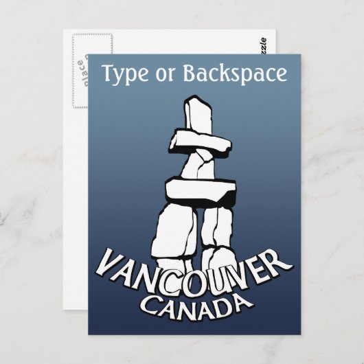 Vancouver Souvenir Briefkaarten Custom Inukshuk Ka (Voorkant / Achterkant)