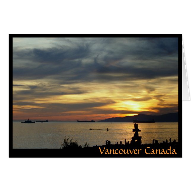 Vancouver Souvenir Kaarten Inukshuk Landschap Kaar (Voorkant Horizontaal)