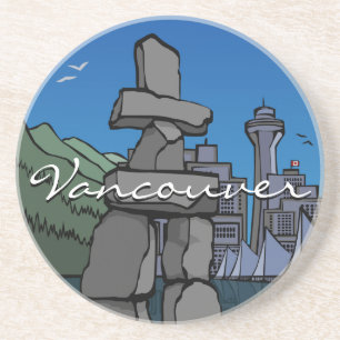 Vancouver Souvenir Onderzetter Inukshuk Cityscape