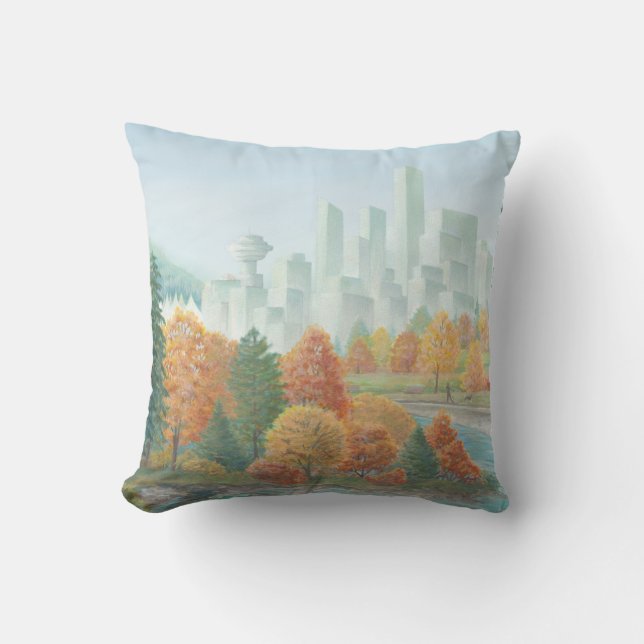 Vancouver Souvenir Pillow Vancouver Landmarks Gift Kussen (Voorkant)