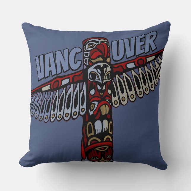 Vancouver Souvenir Pillow Vancouver Totem Pole Art Kussen (Voorkant)