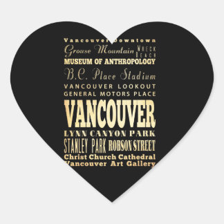 Vancouver Stad van Canada Typografie Kunst Hart Sticker
