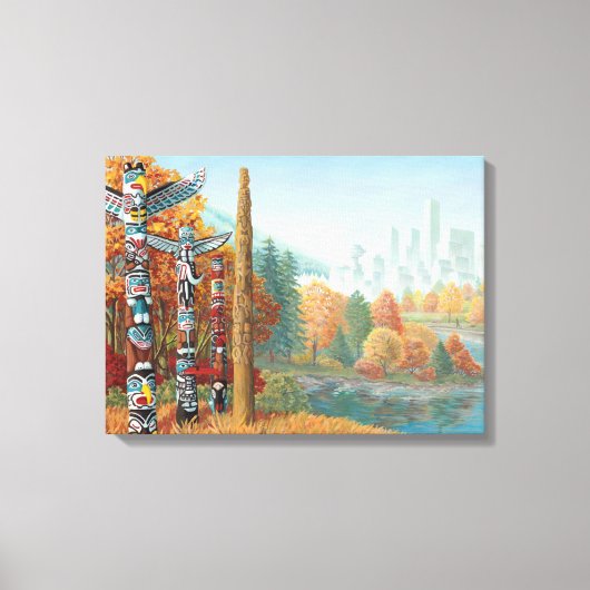 Vancouver Totem Poles Art Print Canvas (Voorkant)