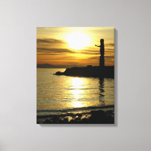 Vancouver Totem Poles Sunset Art Print Canvas