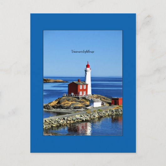 Vancouver-vuurtoren, voorzien van een etiket briefkaart (Voorkant)