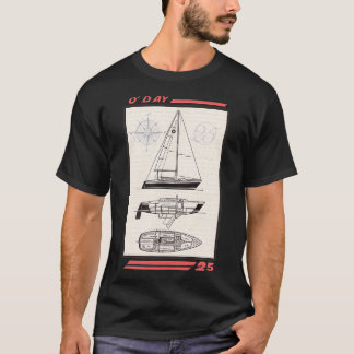 Vandaag 25 zeilboot lijntekening t-shirt
