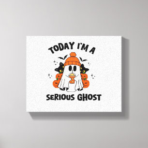 VANDAAG BEN IK EEN SERIEUZE SPOOKKOFFIEPOMPOEN HAL CANVAS AFDRUK