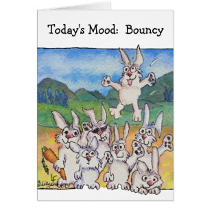 Vandaag de dag: Bouncy Rabbits Cartoon Kaart
