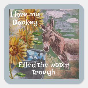 Vandaag gevuld door( vrouw Donkey) Squar Vierkante Sticker