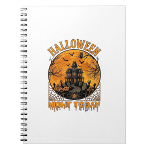 Vandaag Halloween Nacht Spokenhuis Pompoenen Uil Notitieboek