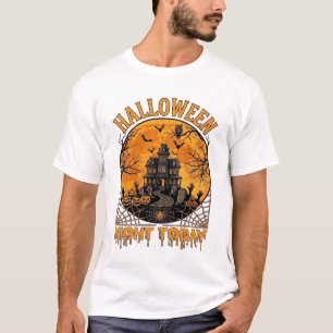Vandaag Halloween Nacht Spokenhuis Pompoenen Uil T-shirt
