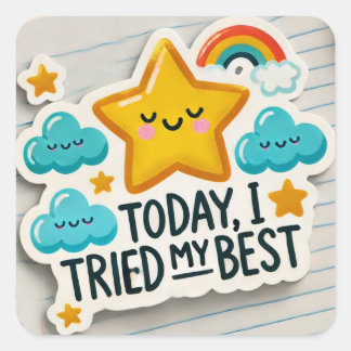 Vandaag heb ik mijn best gedaan om te gedijen met vierkante sticker