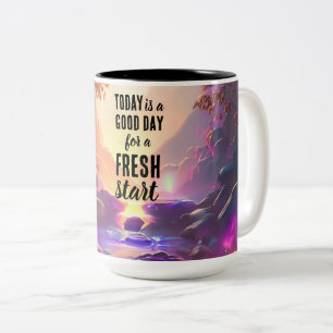 Vandaag is een goede dag frisse start Motivatie of Tweekleurige Koffiemok