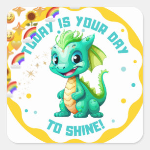 Vandaag Is Jouw Dag om Te Schitteren Cute Baby Dra Vierkante Sticker