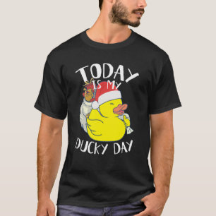 Vandaag is mijn eend geluksdag Gele Kerstman Rubbe T-shirt