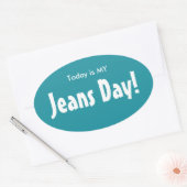 Vandaag is MIJN Jeans Dag Stickers - Turquoise Ova (Envelop)