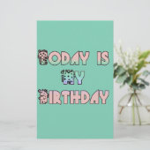 Vandaag is mijn verjaardag Art Print Briefpapier (Staand voorkant)