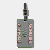Vandaag is mijn verjaardag Baby Pink Art Print Bagagelabel (Voorkant verticaal)