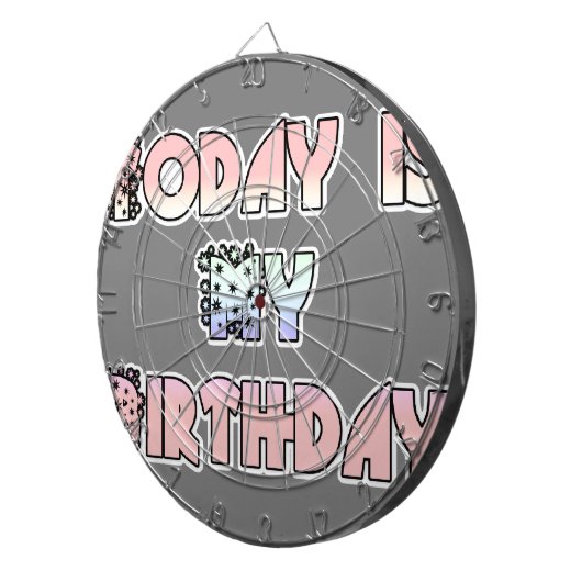 Vandaag is mijn verjaardag Baby Pink Art Print Dartbord (Voorkant Rechts)