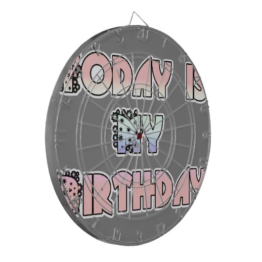 Vandaag is mijn verjaardag Baby Pink Art Print Dartbord (Voorkant Links)