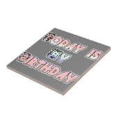 Vandaag is mijn verjaardag Baby Pink Art Print Tegeltje (Zijkant)