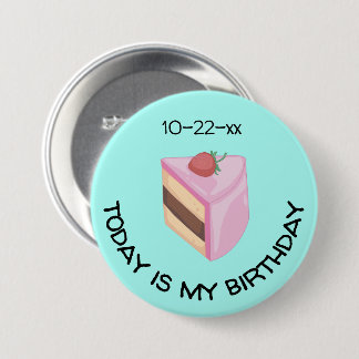 Vandaag is mijn verjaardagstaart met verjaardagsda ronde button 7,6 cm