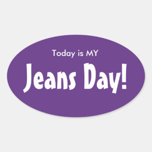 Vandaag is MY Jeans Day Stickers - Paarse Ovaal