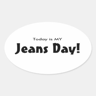 Vandaag is MY Jeans Day Stickers - Wit Ovaal