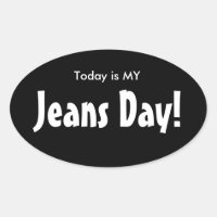 Vandaag is MY Jeans Day Stickers - Zwart Ovaal