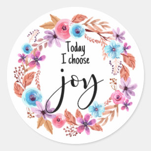 Vandaag kies ik voor Joy Inspirerend Quote Pink Fl Ronde Sticker