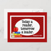 Vandaag lezer morgen een leader Red Polka Dots Briefkaart (Voorkant / Achterkant)