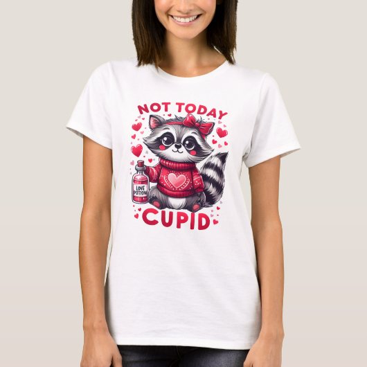 Vandaag niet Cupido Raccoon Design T-shirt (Voorkant)